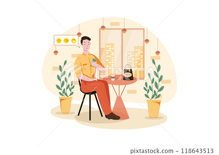 Businessman Giving Feedback For The Coffee Shop Service Businessman Giving Feedback For The Coffee Shop Service 118643513