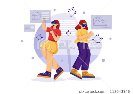 Students Using VR Tools For The Study 118643546