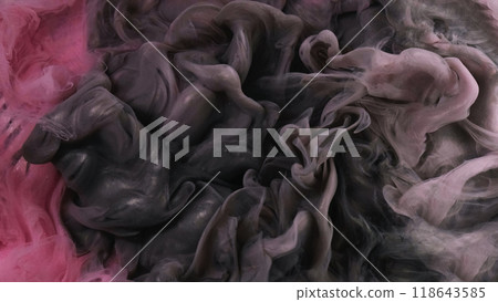 Fluid explosion. Ink drop. Color water. Mixed pink black paint shiny glitter mist texture flow zebra pattern background abstract art. Fluid explosion. Ink drop. Color water. Mixed pink black paint shiny glitter mist texture flow zebra pattern background abstract art. 118643585