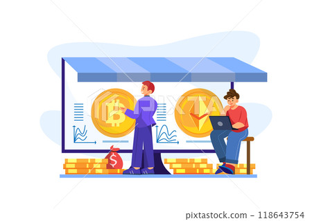 Cryptocurrency Marketplace 118643754