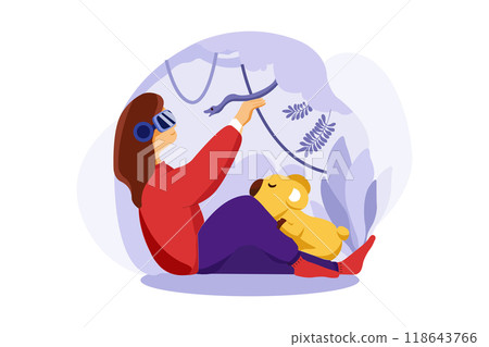 Woman Watching Video Using Virtual Reality 118643766