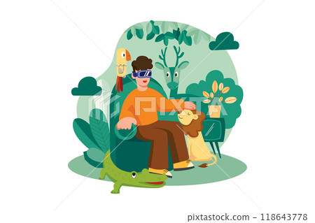 Man watching video using Virtual Reality 118643778