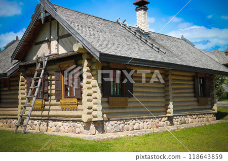 European wooden house in the countryside European wooden house in the countryside 118643859