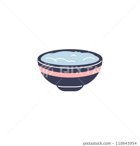 Vector illustration of a dark bowl filled with blue yogurt. 118643954