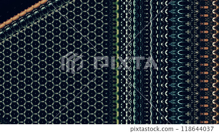 Modern digital mosaic design with geometric textures lines colors art illustration dark abstract background. 118644037