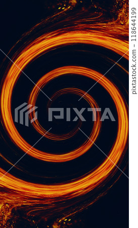 Fiery spiral cosmic vibes dynamic captivating hypnotic fire flame swirl on black art illustration abstract background. Fiery spiral cosmic vibes dynamic captivating hypnotic fire flame swirl on black art illustration abstract background. 118644199