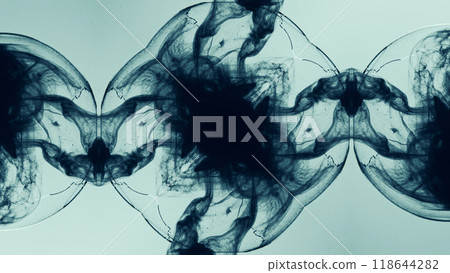 Symmetrical artwork fluid shapes in dark ink hues creative design art illustration abstract background. Symmetrical artwork fluid shapes in dark ink hues creative design art illustration abstract background. 118644282