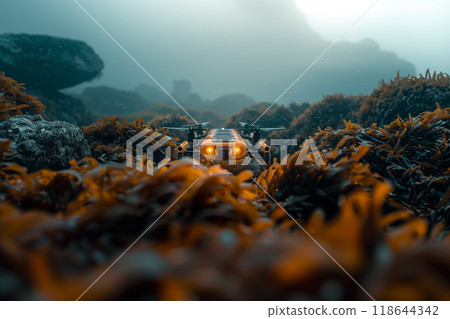 An underwater drone capturing footage of a mesmerizing bioluminescent bloom. 118644342