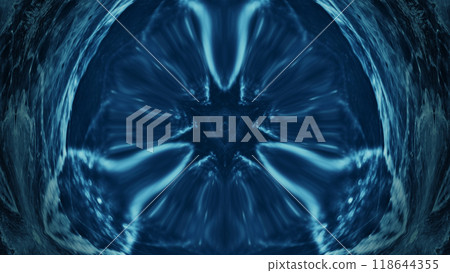 Blue background with symmetrical patterns defocused crystal flare contemporary luminous art illustration abstract background. Blue background with symmetrical patterns defocused crystal flare contemporary luminous art illustration abstract background. 118644355