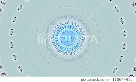 Blue mandala with intricate circular pattern evokes serenity artistic elegance art illustration abstract background. 118644453