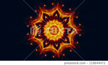 Abstract mandala art with radiant geometries glowing effect mystical star shape art illustration background. Abstract mandala art with radiant geometries glowing effect mystical star shape art illustration background. 118644472