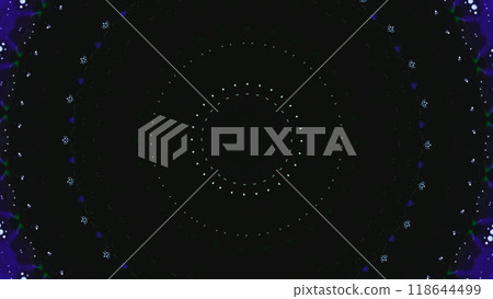 Digital art featuring blue green glowing circular dots on black creating innovative stylish aesthetic illustration abstract background. Digital art featuring blue green glowing circular dots on black creating innovative stylish aesthetic illustration abstract background. 118644499
