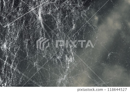 Spooky creepy cobweb spider web in the dark room. The scene is somewhat eerie and mysterious 118644527