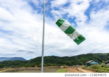 Windsock at construction site 118644670