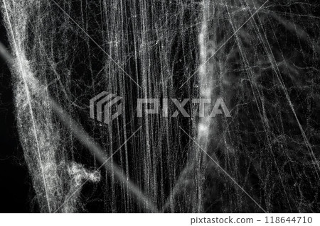 Spooky creepy cobweb spiders web covered a black background 118644710