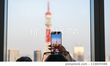(Tokyo, Japan) April 14, 2024: Photograph of the Tokyo Steel Tower 118645086