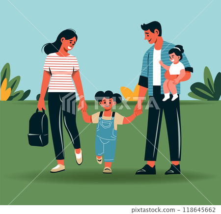 Family Walking in the Park Family Walking in the Park 118645662