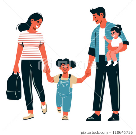 Family Walking Together Illustration 118645736