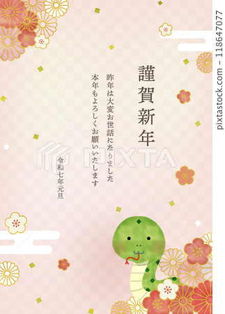 Watercolor illustration New Year's card for the year of the snake 118647077
