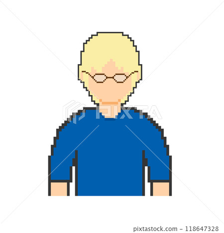 Blonde man with glasses (blue clothes)_Pixel art 118647328