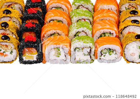 Sushi set is isolated on white background 118648492
