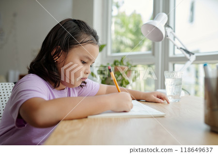 Girl Studying At The Table 118649637