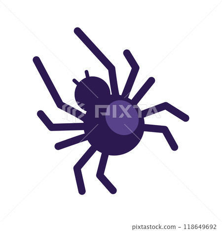 Halloween spider in flat design. Creepy and cute arachnid holiday mascot. Vector illustration isolated. Halloween spider in flat design. Creepy and cute arachnid holiday mascot. Vector illustration isolated. 118649692