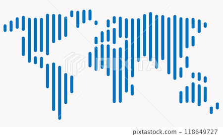 Vertical strip line world map on white background. 118649727