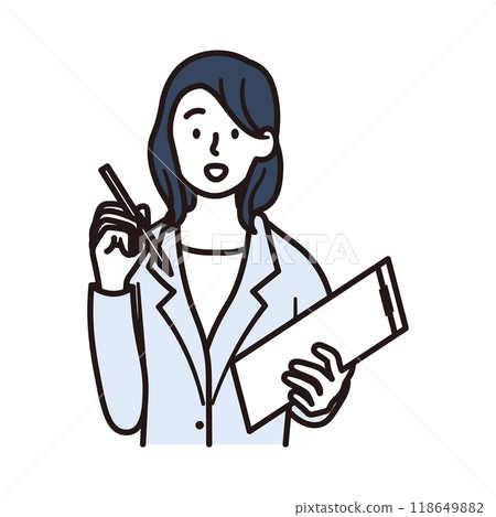 Illustration material of a Japanese female business person working energetically 118649882