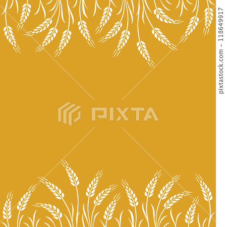 yellow seamless label with wheat, oat, rye stalks pattern yellow seamless label with wheat, oat, rye stalks pattern 118649917