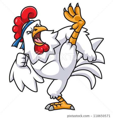Angry rooster fighter character mascot design of illustration 118650571
