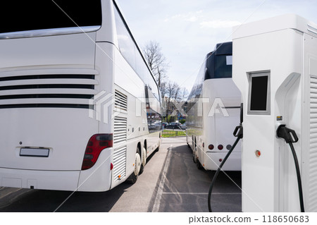 Electric buses with charging station 118650683