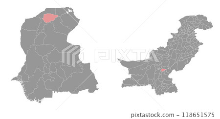 Shikarpur district map, administrative division of Pakistan. Vector illustration. 118651575