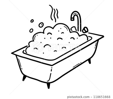 Line art vector illustration of bathtub Line art vector illustration of bathtub 118651668