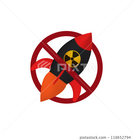 Ban nuclear bomb icon. Forbidden nuclear war sign. 118652794