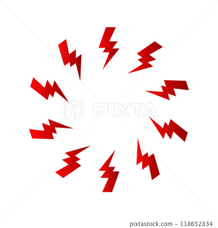 Red bolt zap circle frame with gradient. 118652834