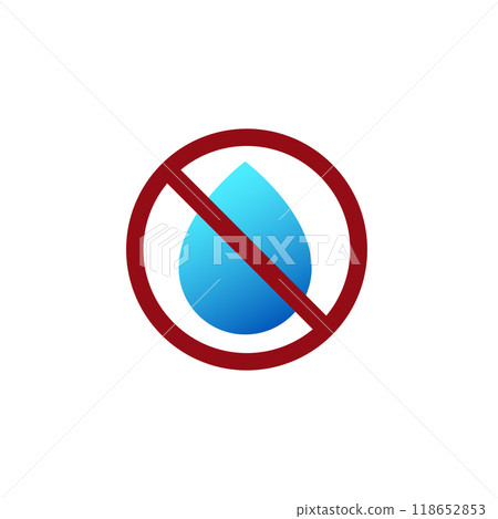 Ban water icon. Forbidden drop sign. 118652853