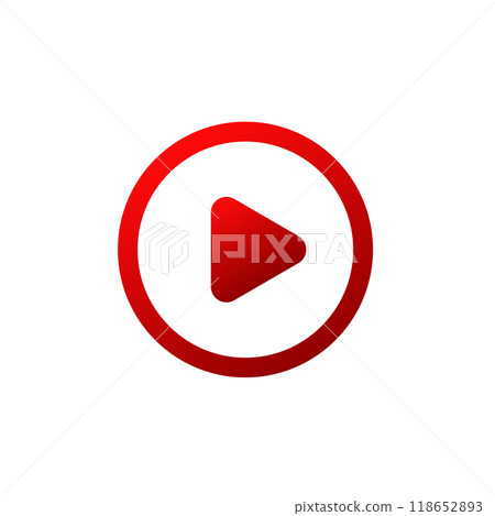 Red minimalist play button icon. Simple red play. 118652893
