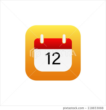 Logo of calendar on orange background for mobile application with gradient. 118653088