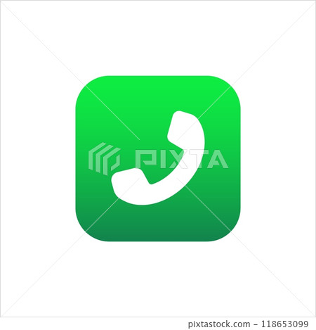 Icon of call application in green color with gradient for mobile phone. 118653099