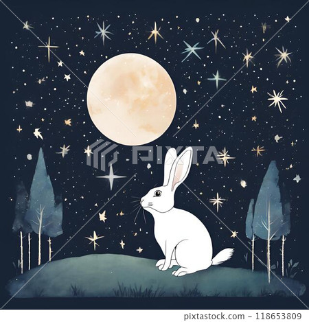 兔子在星空下看著天空 118653809