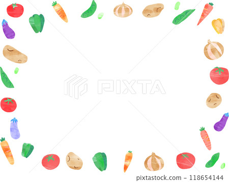 Colorful hand-drawn vegetable frame 118654144