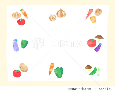 Cute vegetable pale yellow frame Cute vegetable pale yellow frame 118654150