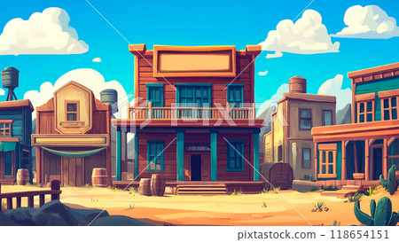 Bank Building In Background Of Small Town In Wild West Cartoon Illustration For Childrens Book Historic Bank Building Wild West Kids Storybook Western Adventure Small Town Scene Bank Building In Background Of Small Town In Wild West Cartoon Illustration For Childrens Book Historic Bank Building Wild West Kids Storybook Western Adventure Small Town Scene 118654151