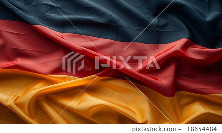 The colors of the German flag black, red, and gold flow together, creating a striking display in a bright environment The colors of the German flag black, red, and gold flow together, creating a striking display in a bright environment 118654484