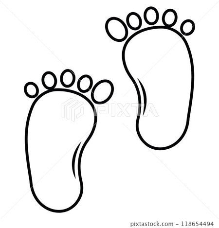 child's footprint, black silhouette, icon 118654494