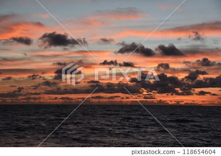Sunset Sky Over The Sea, Beautiful Cloudscape, Dramatic Landscape 118654604