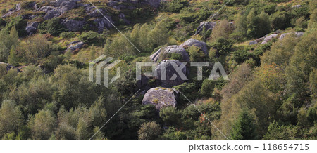 Round boulder seen from Lauvnesfjell, Norway. Round boulder seen from Lauvnesfjell, Norway. 118654715