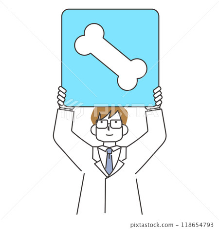 A female doctor holding up a panel depicting bones 118654793