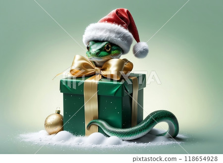New Year greeting card, snow, New Year balls and place for text 118654928